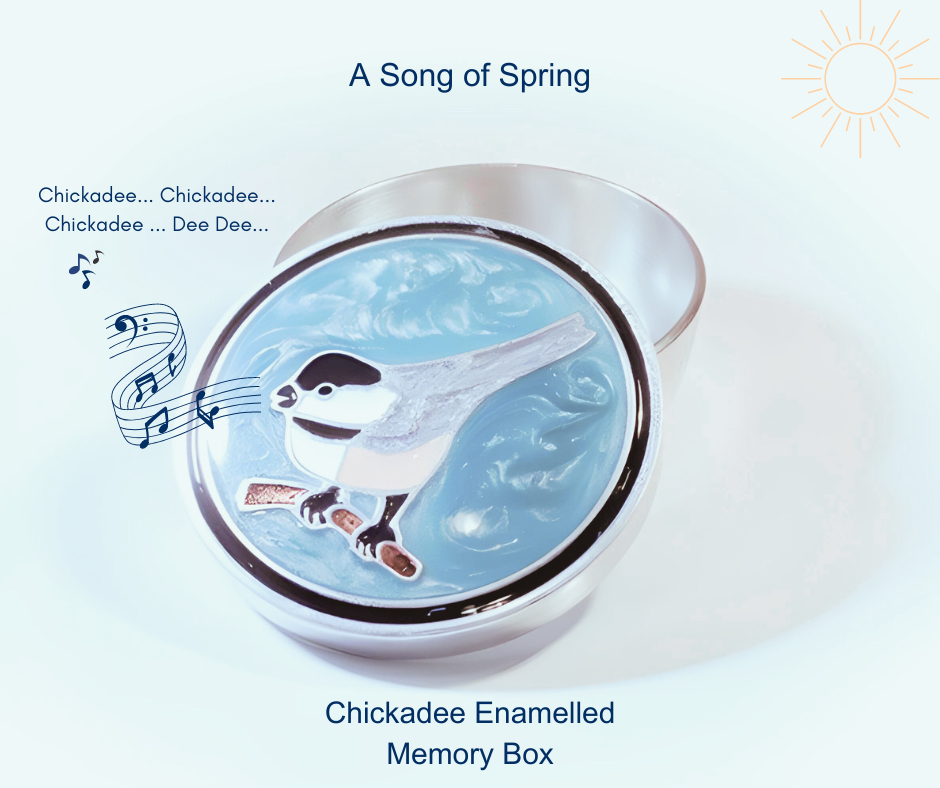 Chickadee Enamelled Memory Box