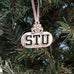 pewter stu ornament on christmas tree saint st thomas university