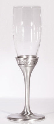 Champagne Flute with glass body and pewter stem