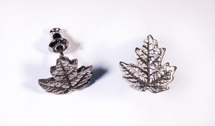Maple Leaf Stud Pewter  Earrings