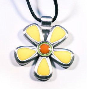 Spring Blossom Pewter Pendant Yellow