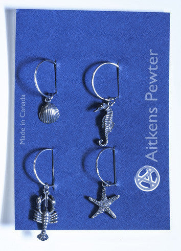 Under the Sea Pewter Wine Glass Markers