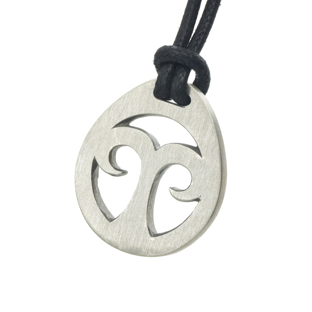 Aries Zodiac Pendant. Made from Pewter. Black cord. Necklace. Made in Fredericton NB New Brunswick Canada