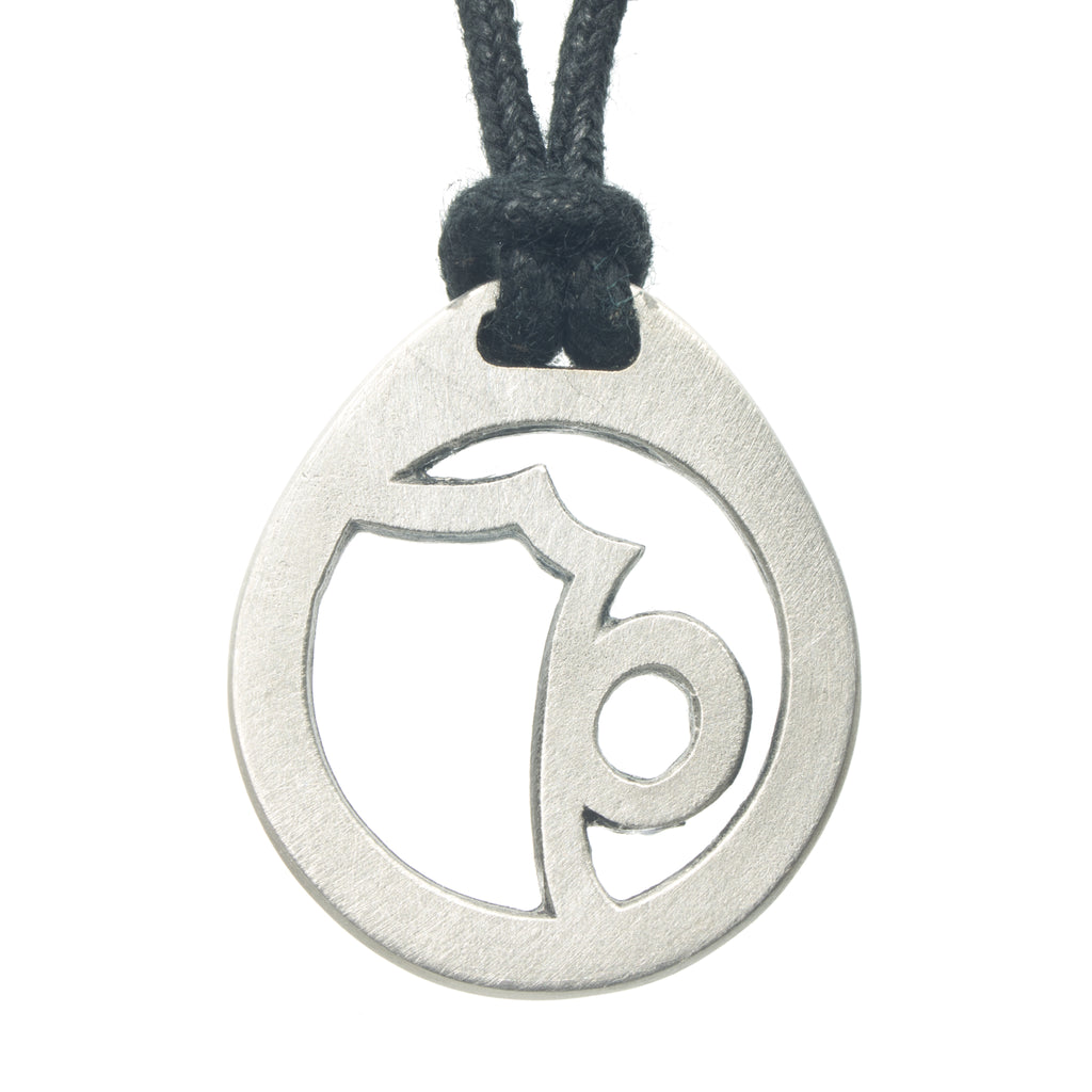 Capricorn Zodiac Pendant. Made from Pewter. Black cord. Necklace. Made in Fredericton NB New Brunswick Canada