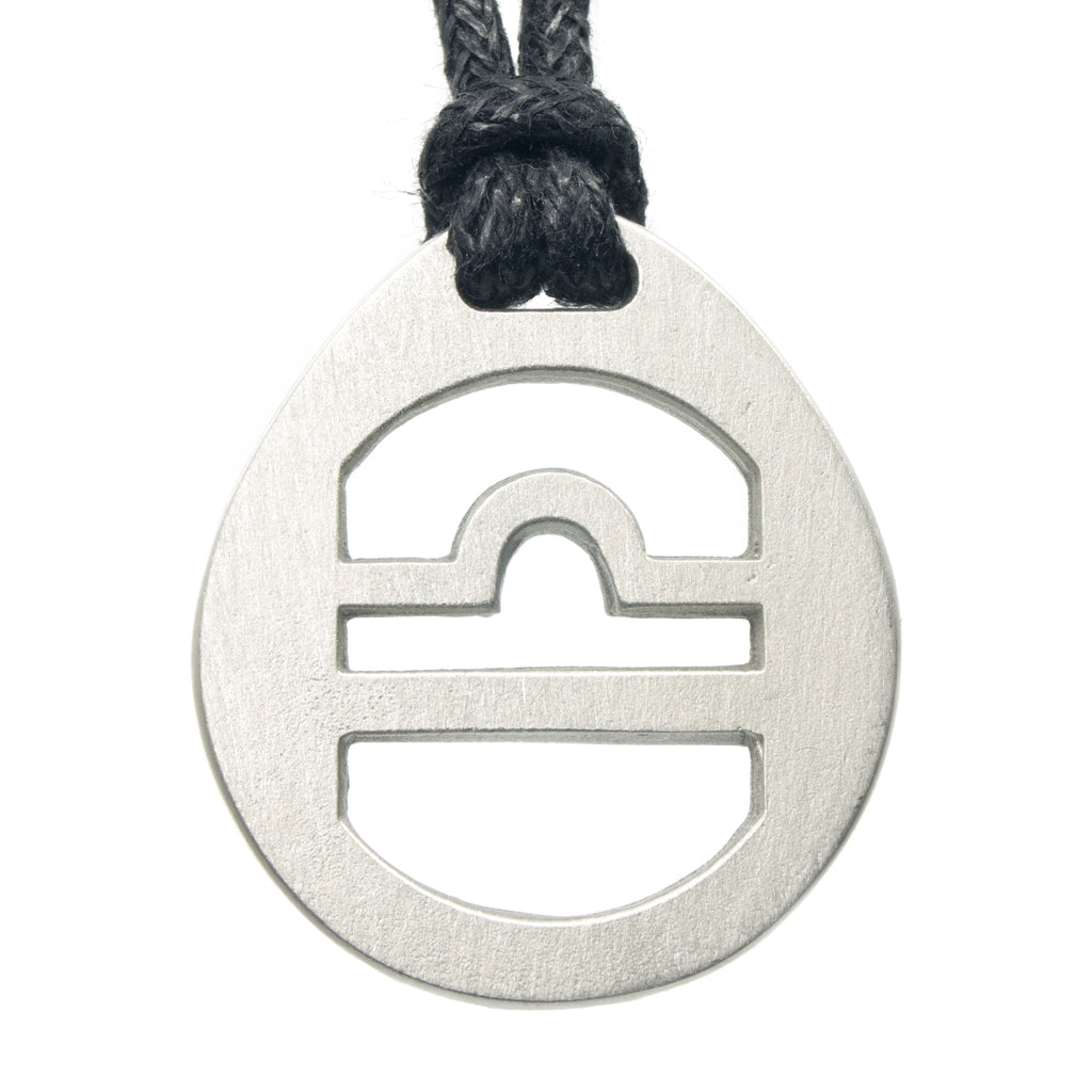 Libra Zodiac Pendant. Made from Pewter. Black cord. Necklace. Made in Fredericton NB New Brunswick Canada