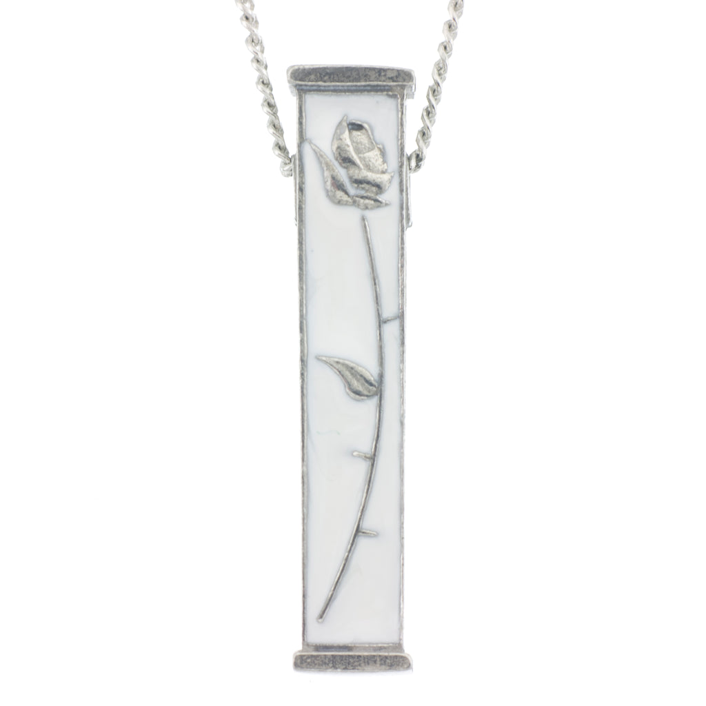 Rose Pillar Pendant. Enamel. Reversable. Made from Pewter. Necklace. Made in Fredericton NB New Brunswick Canada