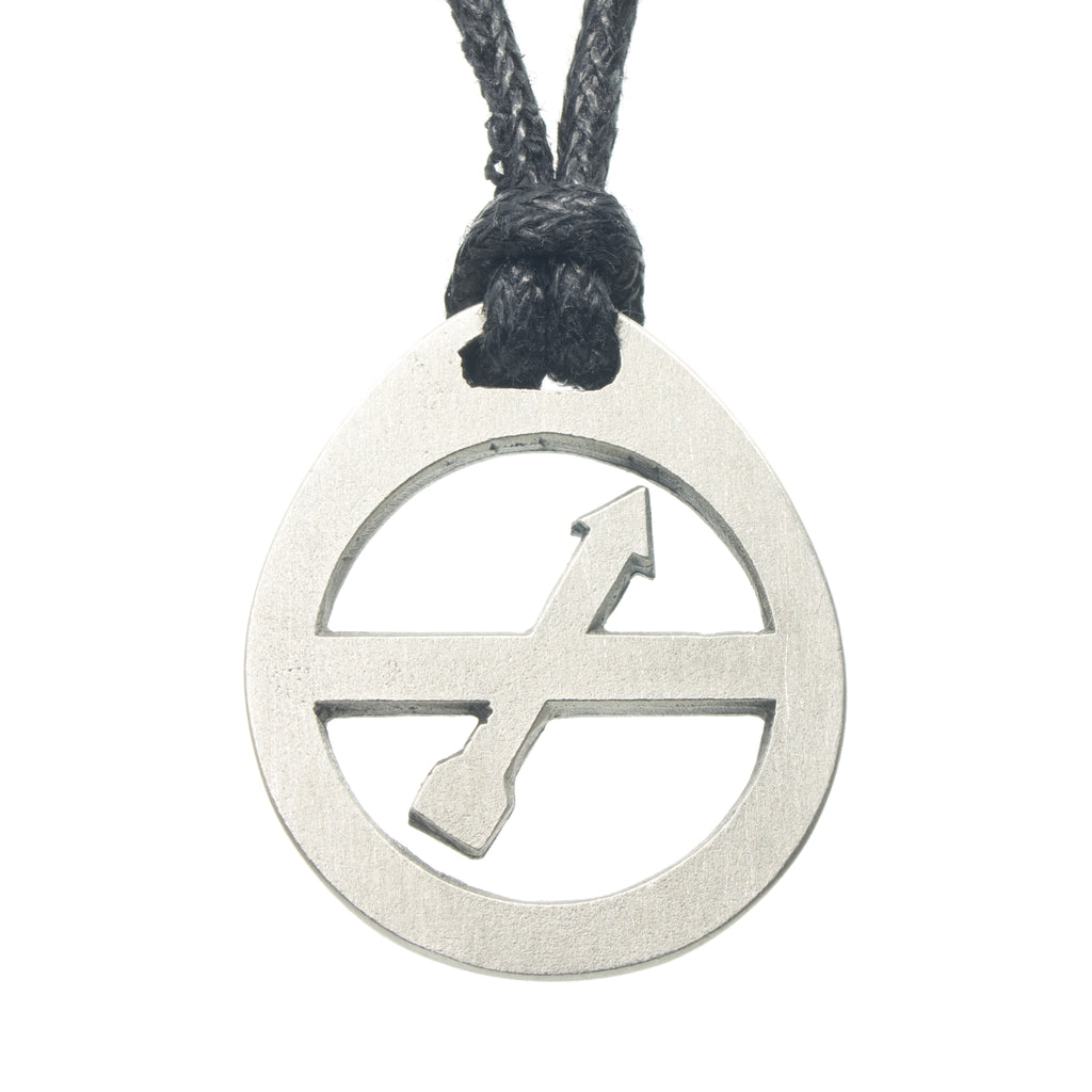Sagittarius Zodiac Pendant. Made from Pewter. Black cord. Necklace. Made in Fredericton NB New Brunswick Canada