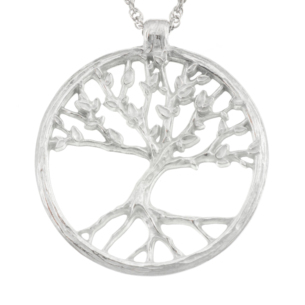 Large Tree of Life Pendant. Polish Finish. Made from Pewter. Necklace. Made in Fredericton NB New Brunswick Canada