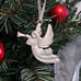pewter angel ornament on christmas tree