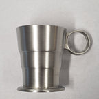 Satin pewter cup with a ring handle