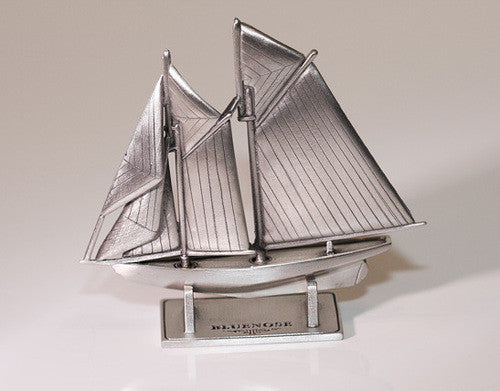 pewter bluenose miniature with stand