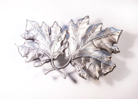 Canadiana maple leaf pewter Brooch