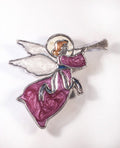 Pink Enamel Hallelujah Angel Pewter Brooch