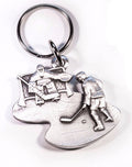 Goalie and Hockey Player Pewter Keytag