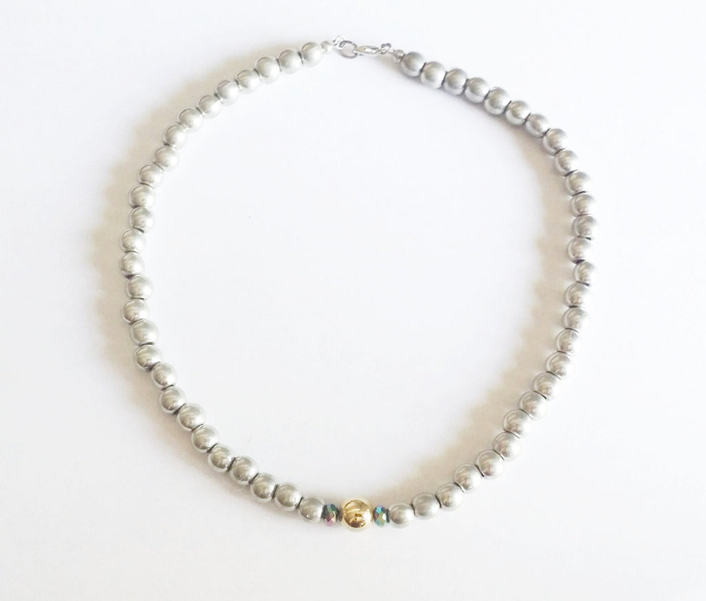 Single Gold Pearl Swarovski Crystal Neckwear
