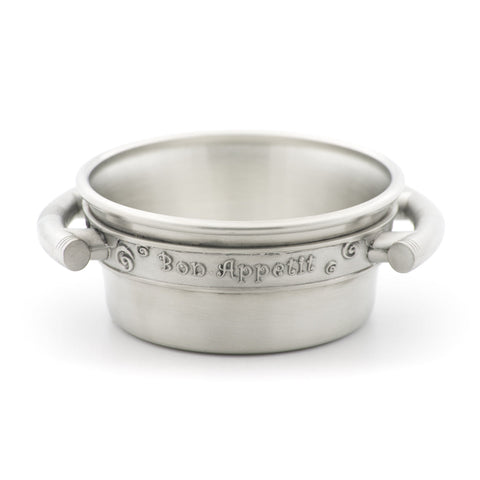 Bon Appetit Serving Dish. Satin finish. Made from Pewter. Made in Fredericton NB New Brunswick Canada