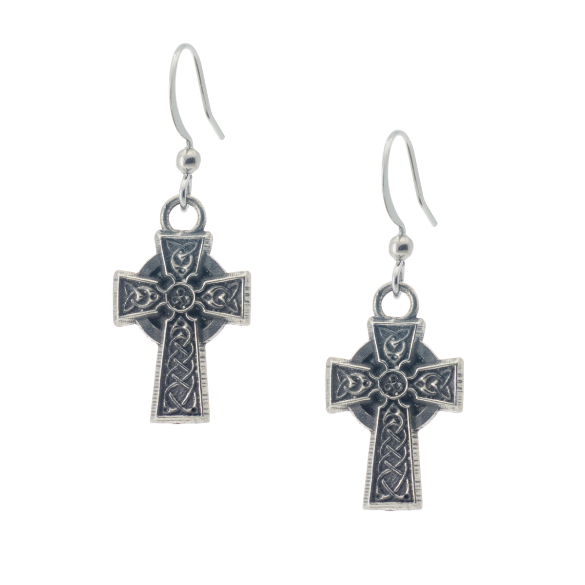 Celtic Cross of Hampton Earring. Celtic. Irish. Made from Pewter. Made in Fredericton NB New Brunswick Canada