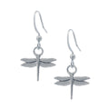 Dragonfly Earring. Satin finish. Made from Pewter. Made in Fredericton NB New Brunswick Canada