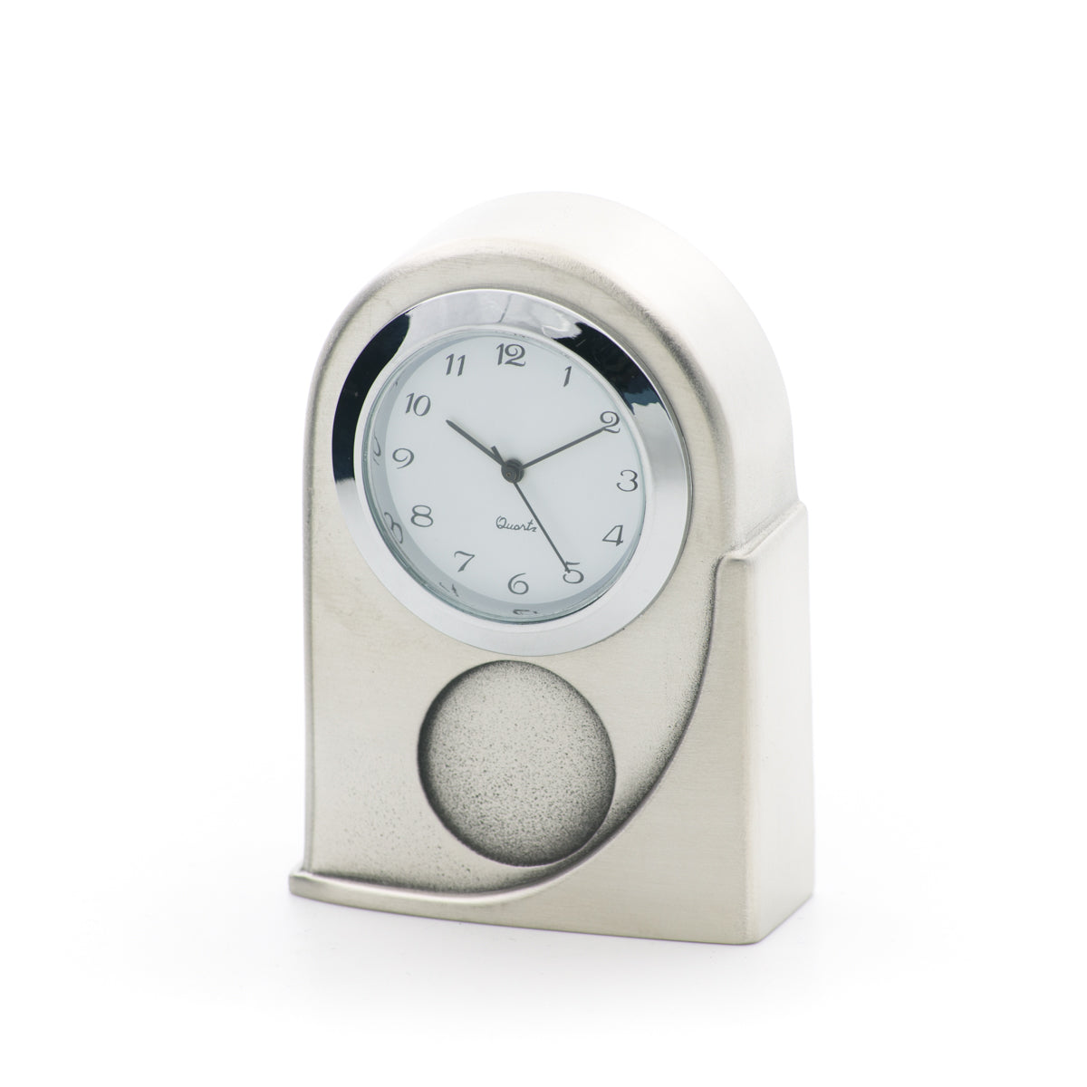 Expression Clock. Satin finish. Made from Pewter. Made in Fredericton NB New Brunswick Canada