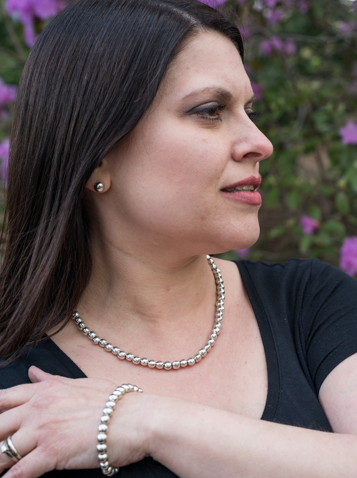 Pewter Pearl Stud Earrings