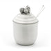 Jam Jar (Spoon sold seperately) view two. Satin Finish. Made from Pewter. Made in Fredericton NB New Brunswick Canada
