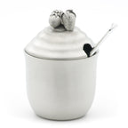 Jam Jar (Spoon sold seperately). Satin Finish. Made from Pewter. Made in Fredericton NB New Brunswick Canada