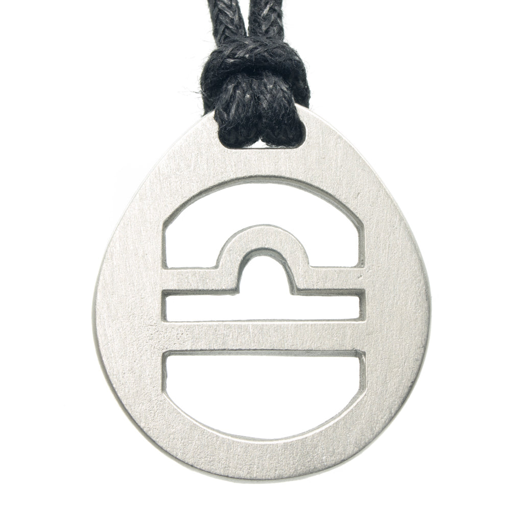 Libra Zodiac Pendant. Made from Pewter. Black cord. Necklace. Made in Fredericton NB New Brunswick Canada
