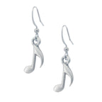 Music Note Earring. Satin finish. Made from Pewter. Made in Fredericton NB New Brunswick Canada