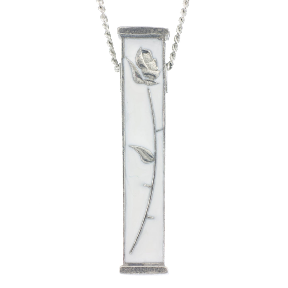 Rose Pillar Pendant. Enamel. Reversable. Made from Pewter. Necklace. Made in Fredericton NB New Brunswick Canada