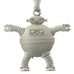 Robot 2 Christmas Tree ornament. Made from Pewter. Silver ribbon. Made in Fredericton NB New Brunswick Canada