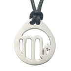 Scorpio Zodiac Pendant. Made from Pewter. Black cord. Necklace. Made in Fredericton NB New Brunswick Canada