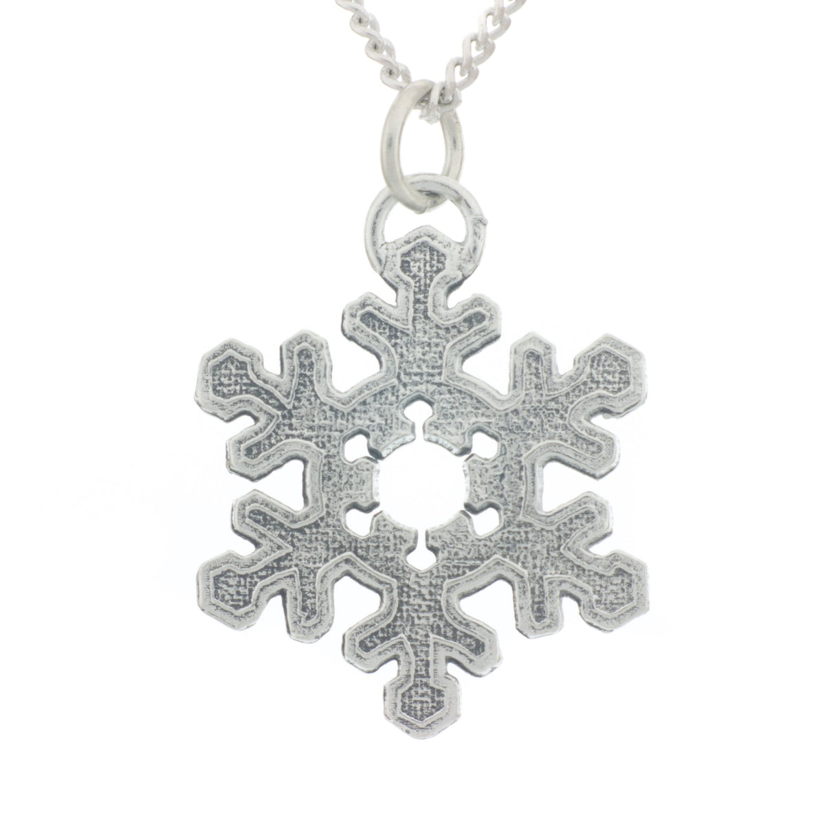 Snowflake Pendant. Polish finish. Made from Pewter. Necklace. Made in Fredericton NB New Brunswick Canada