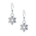 Snowflake Earring. Polish finish. Made from Pewter. Made in Fredericton NB New Brunswick Canada