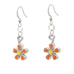 Spring Blossom Earrings. Red and yellow enamel. Made from Pewter. Made in Fredericton NB New Brunswick Canada