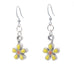 Spring Blossom Earrings. Yellow and orange enamel. Made from Pewter. Made in Fredericton NB New Brunswick Canada