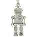 Toy Robot Christmas Tree ornament. Made from Pewter. Silver ribbon. Made in Fredericton NB New Brunswick Canada