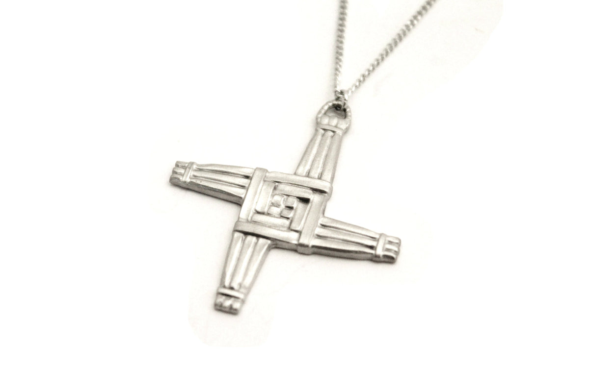 Large Saint Bridgid's Cross Pendant. Polish Finish. Made from Pewter. Necklace. Made in Fredericton NB New Brunswick Canada