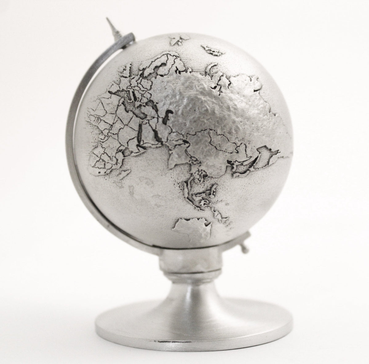 pewter globe miniature figurine