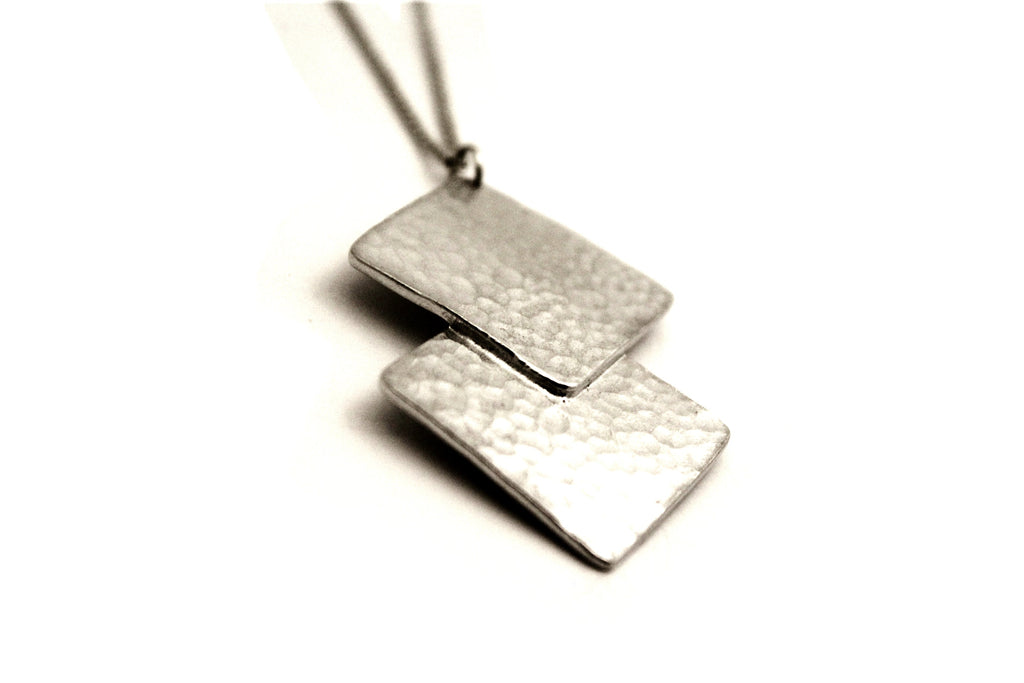Hammered Square Pewter Pendant
