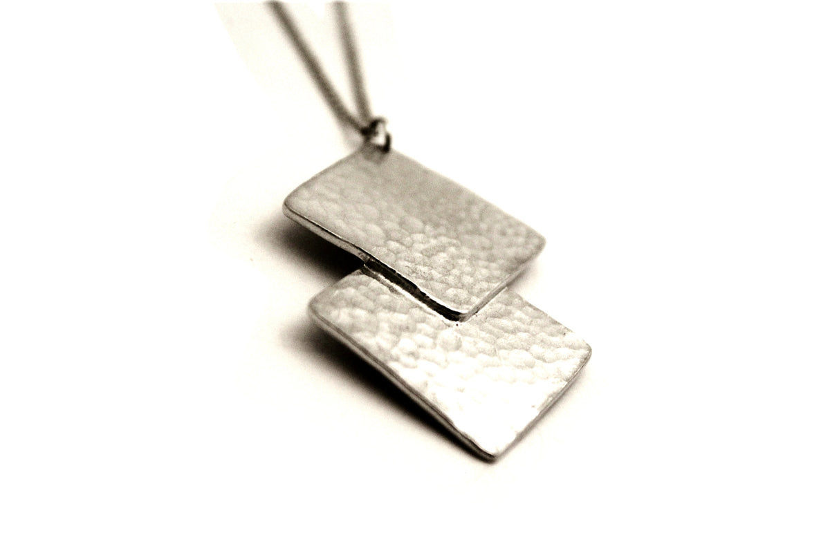 Hammered Square Pewter Pendant