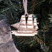 pewter ship ornament on christmas tree