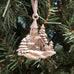 pewter village ornament on christmas tree