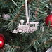 pewter train ornament on christmas tree