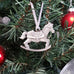 pewter rocking horse ornament on christmas tree