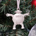 pewter robot ornament on christmas tree