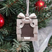 pewter picture frame ornament on christmas tree