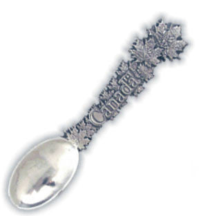 Canadiana maple leaf with Text Pewter Spoon 