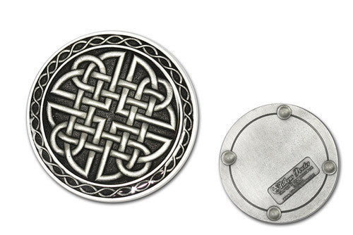 Celtic Eternal Strength Pewter Coaster with smooth black enamel