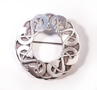 Celtic Linked Spirals Pewter Brooch 