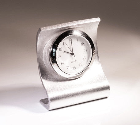 Elite Curved Pewter Desk Clock